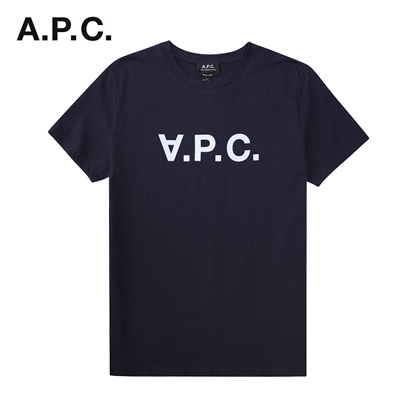 [아페쎄 APC] COBQX H26943 IAK DARK NAVY / VPC 로고 컬러 티셔츠 남성 코튼 반팔티 네이비 타임메카
